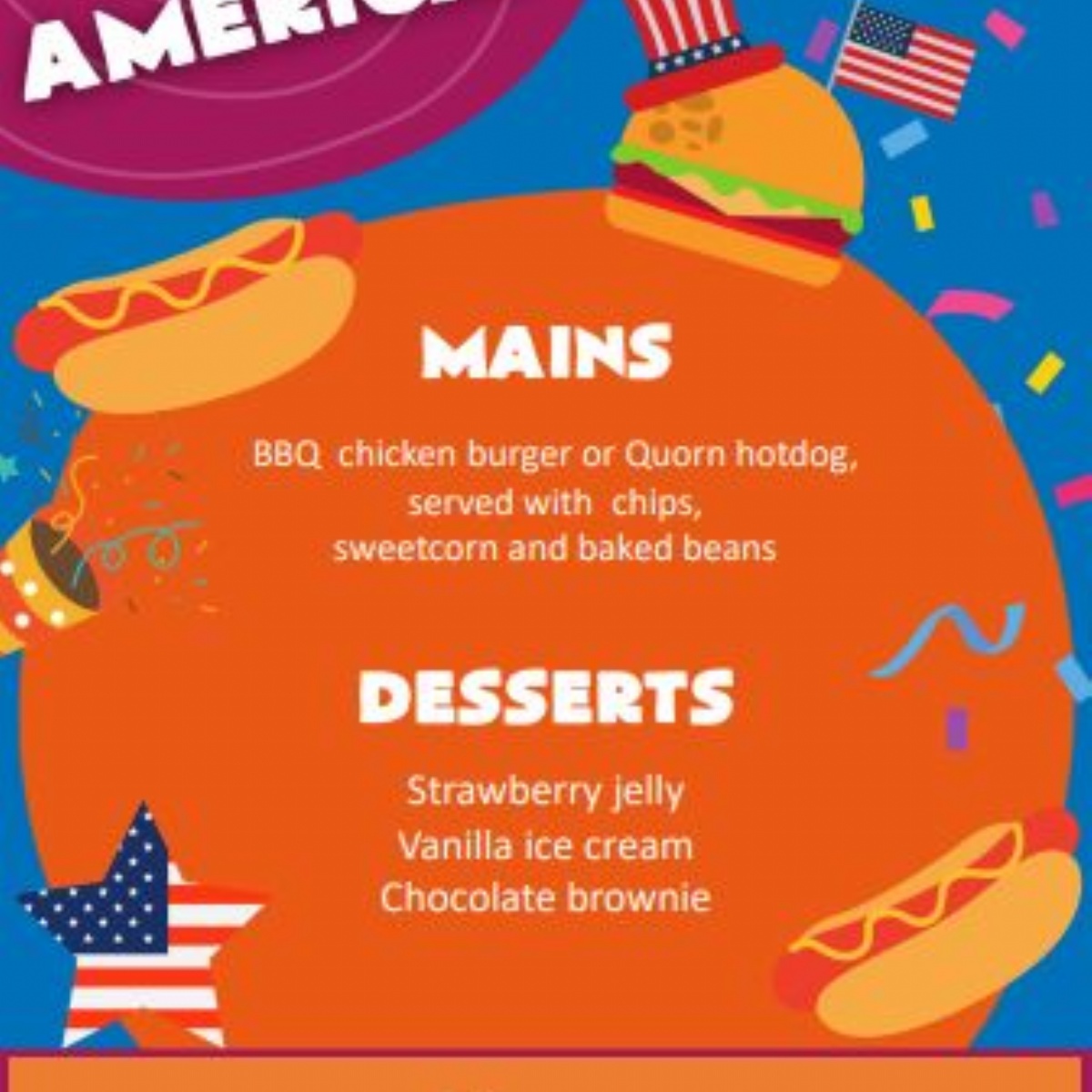 Woodhill Primary School Census Day All American Menu 19th May